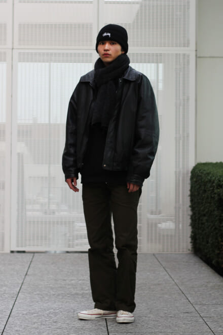 中田圭祐は、ブラックアイテムの強さを、素材と色で中和して着る！