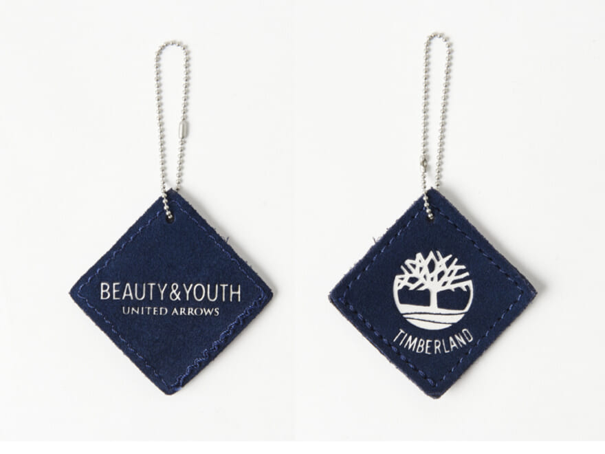 Timberland for BEAUTY＆YOUTHのロゴのタグ
