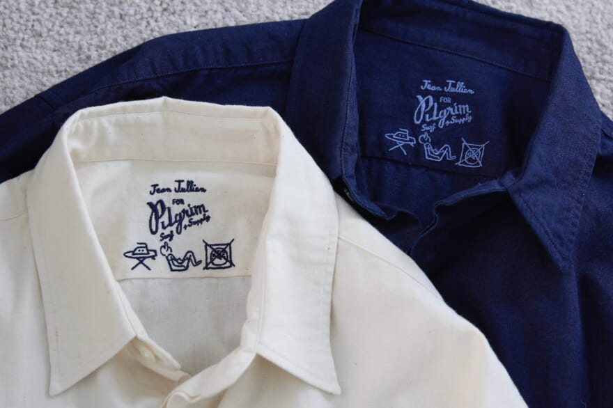 Jean Jullien(ジャン・ジュリアン)の個展開催を記念した Pilgrim Surf+Supply別注コレクション　シャツ　首元