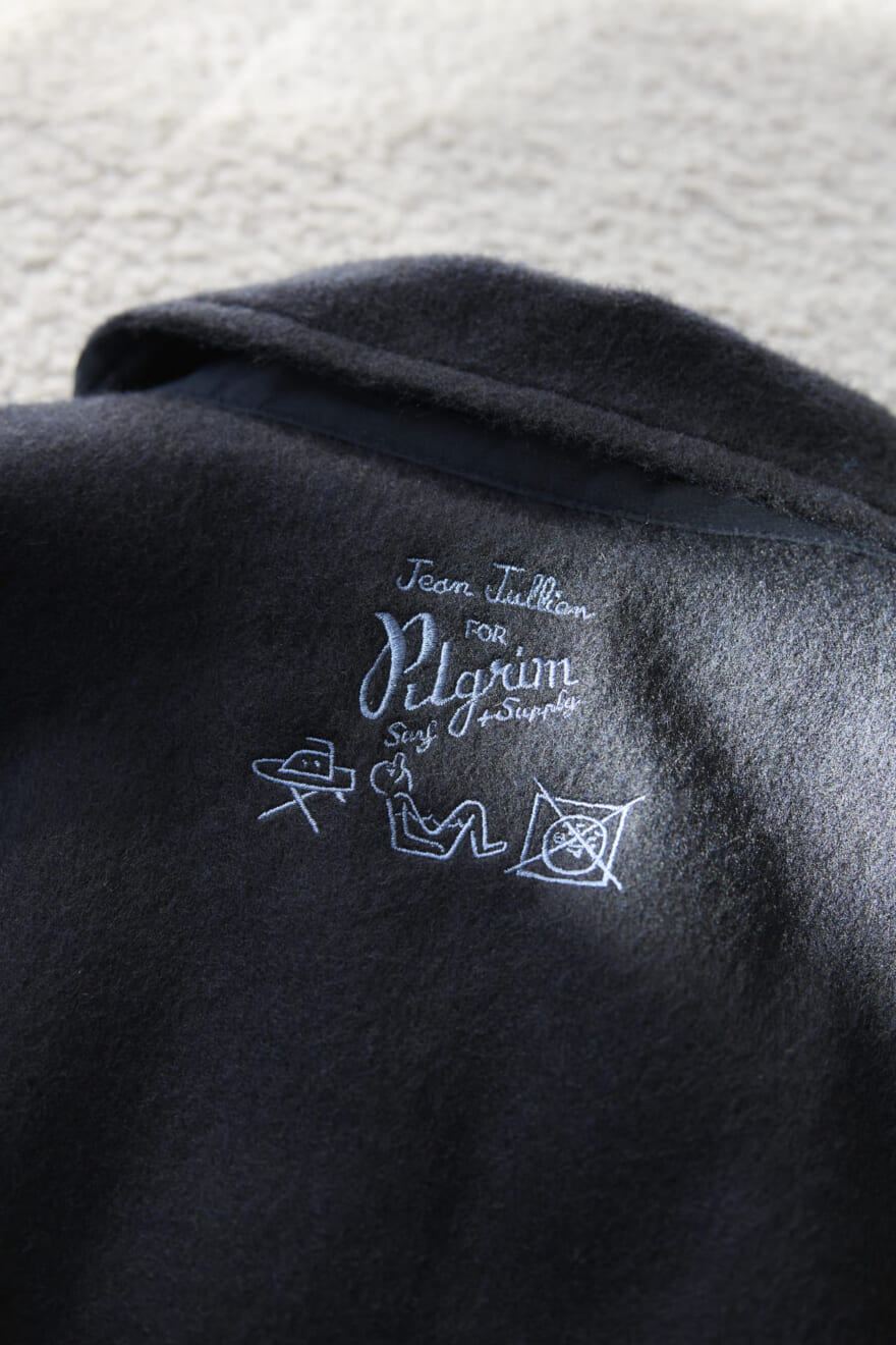 Jean Jullien(ジャン・ジュリアン)の個展開催を記念した Pilgrim Surf+Supply別注コレクション コーチジャケット　背面ロゴ
