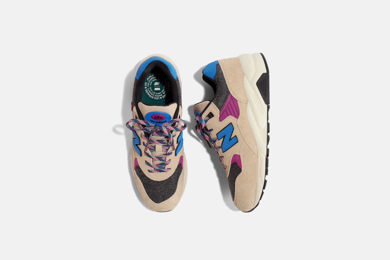 Levi’s® × New Balance MT580　ベージュ　ブラック　俯瞰