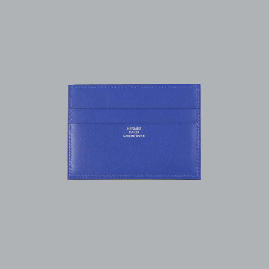 エルメスのブルーのレザーカードケース