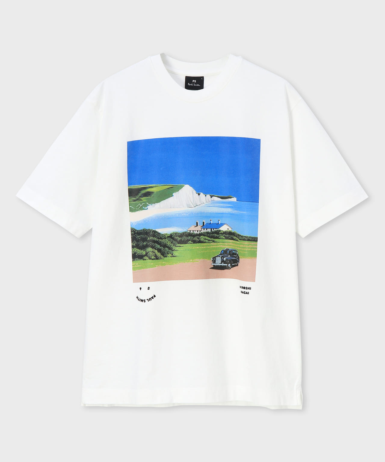 PS Paul Smith Happy　ポールスミス　ラストレーター永井博　コラボ　　イギリスの自然　モチーフ　半袖Tシャツ　ホワイト