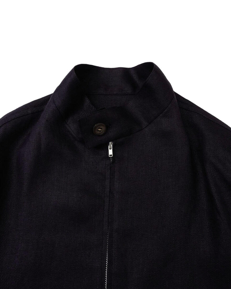 FUJI フジ エクスクルーシブモデル LINEN STAND COLLAR BLOUSON　首元