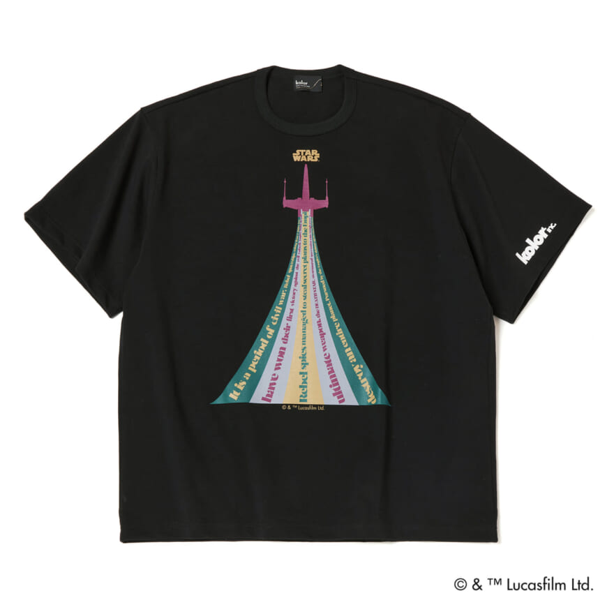 kolor カラー スター・ウォーズ グラフィックTシャツ Xーwing ブラックTシャツ