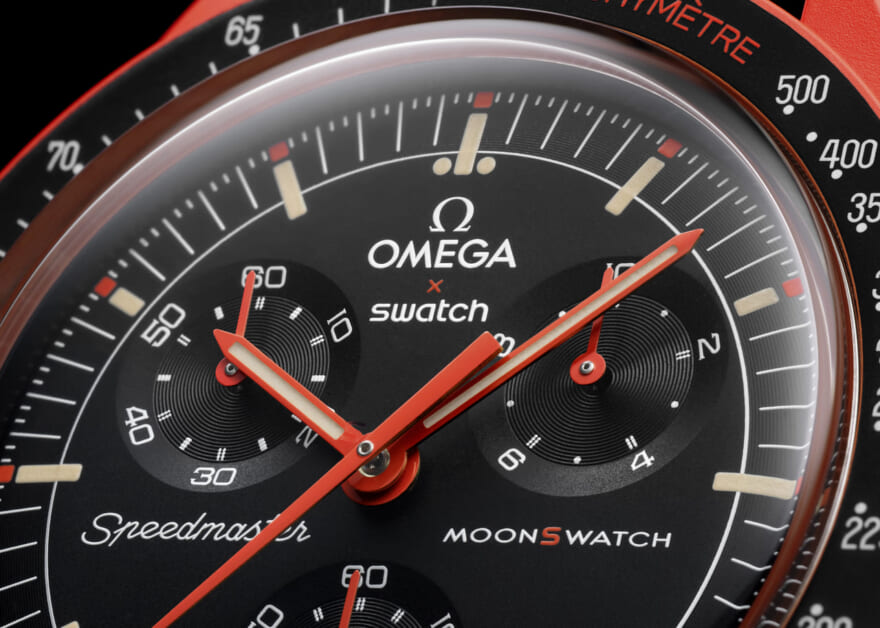OMEGA オメガ コラボ　Swatch スウォッチ 3種類の新しい Bioceramic MoonSwatch MISSION ON EARTHウォッチ　レッド　　文字盤