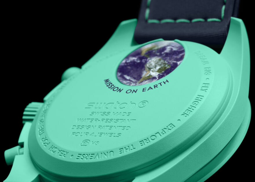OMEGA オメガ コラボ　Swatch スウォッチ 3種類の新しい Bioceramic MoonSwatch MISSION ON EARTHウォッチ　グリーン　裏面
