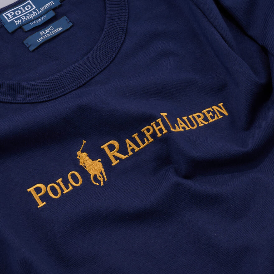 ポロ ラルフ ローレンのビームス別注「Navy and Gold Logo Collection」のTシャツロゴより