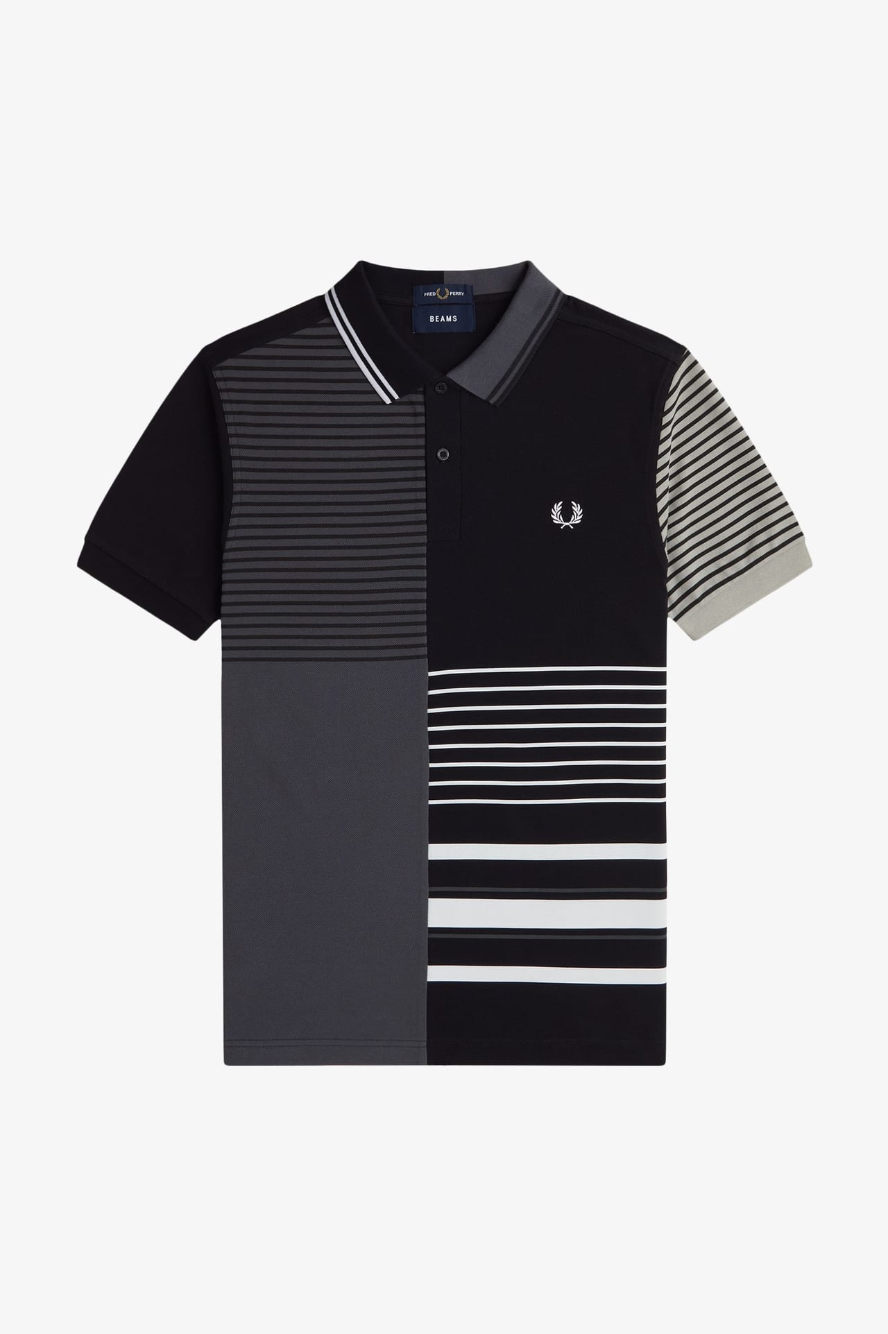 〈FRED PERRY〉〈BEAMS〉グローバルプロジェクト フレッドペリー ビームス　ポロシャツ　ブラック　ボーダー　正面