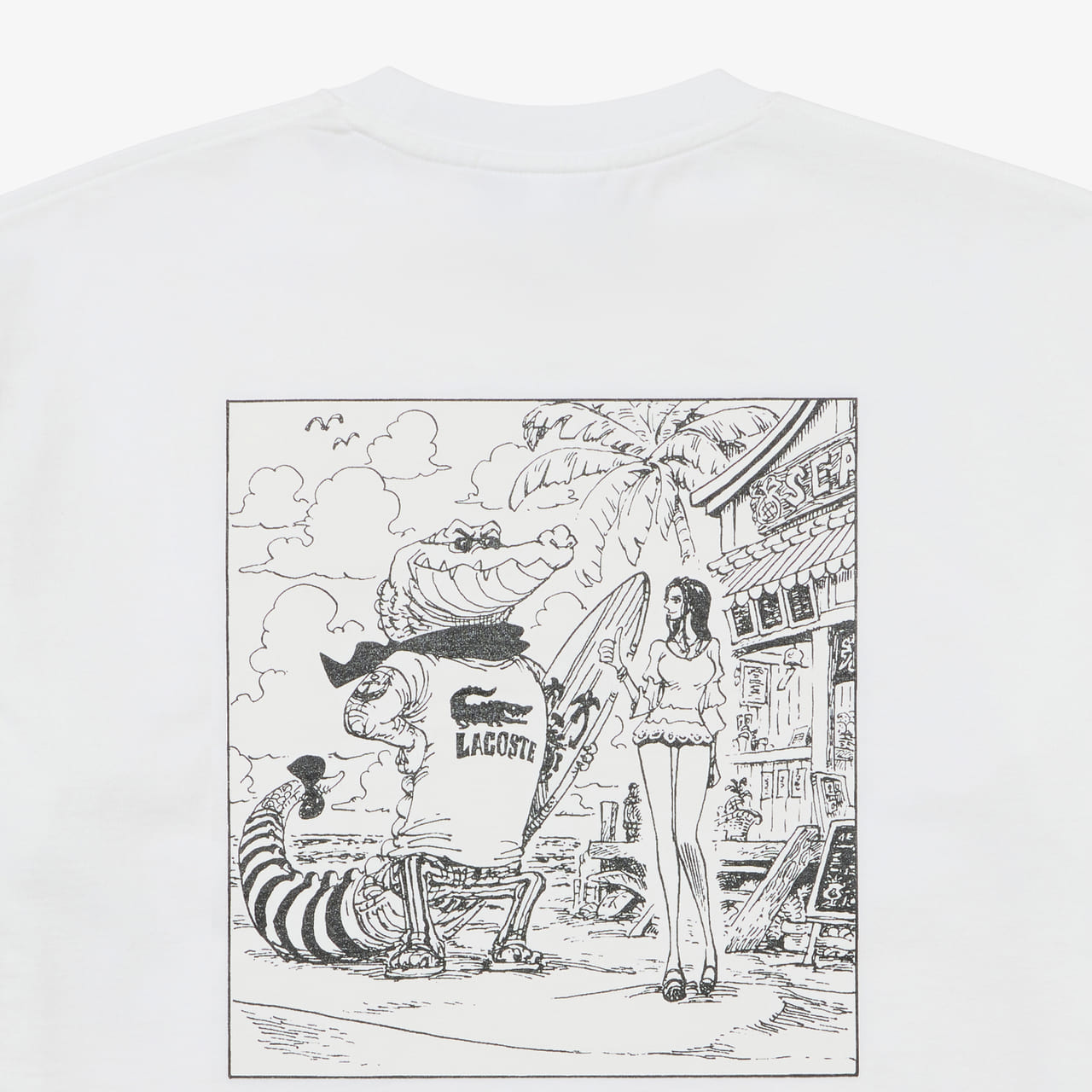 「ラコステ」と「ONE PIECE（ワンピース）」のコラボ　ワニロゴTシャツ　イラスト