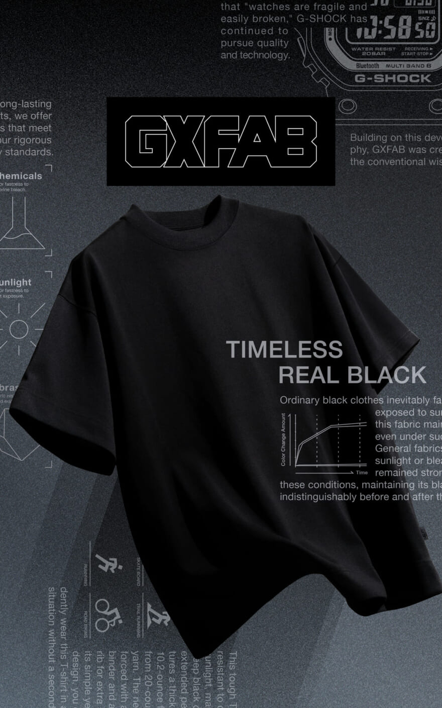 “G-SHOCK”ブラックTシャツ『GXFAB』ジーショック　ビジュアル２