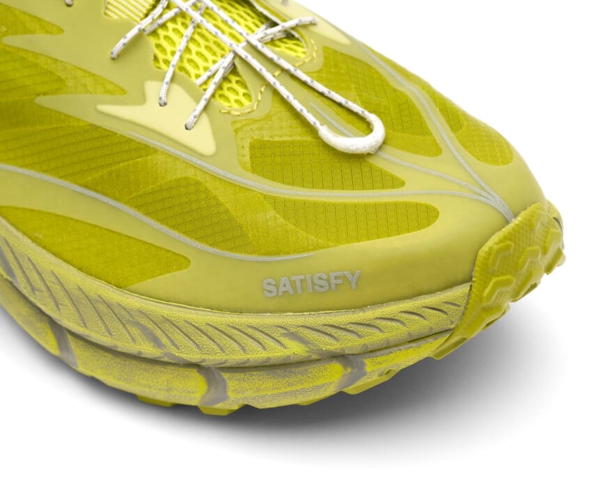 HOKA SATISFY コラボモデル 「Mafate Speed 4 Lite STSFY」 サティスファイ ホカ　イエロー　爪先