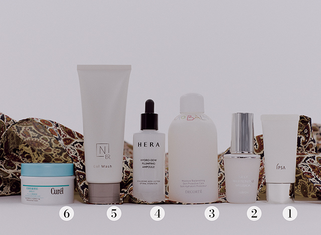 ①IPSA　②アルビオン　③コスメデコルテ　④HERA　⑤N organic　⑥キュレル