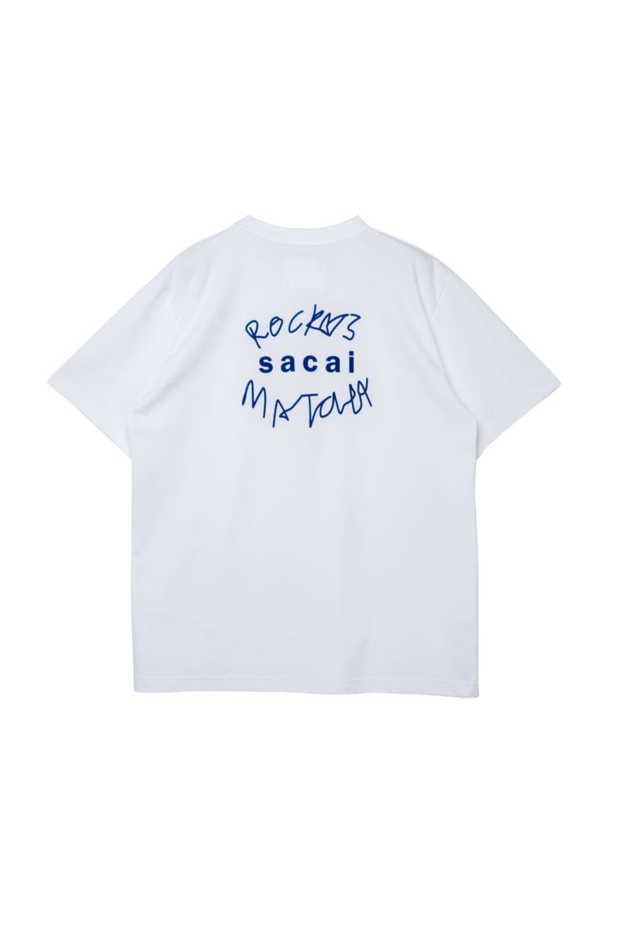 ポップアップカフェ「Rocky’s Matcha at 701」 ハラカド 7階 屋上イベントスペース sacai Rocky's Matcha ポップアップ限定アイテムTシャツ フーディ　ホワイト　背面