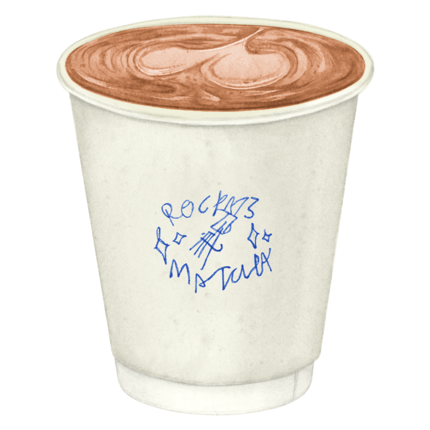 ポップアップカフェ「Rocky’s Matcha at 701」 ハラカド 7階 屋上イベントスペース sacai Rocky's Matcha ポップアップ限定アイテムTシャツ フーディ　ラテ