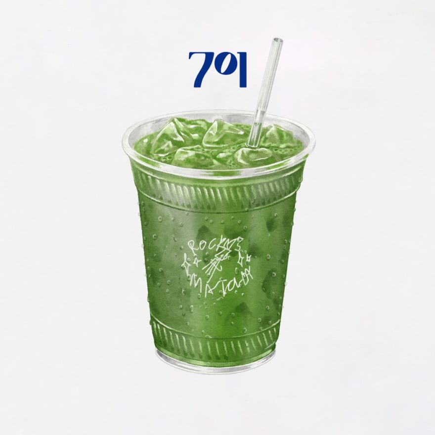 ポップアップカフェ「Rocky’s Matcha at 701」 ハラカド 7階 屋上イベントスペース sacai Rocky's Matcha ポップアップ限定アイテムTシャツ フーディ　キービジュアル