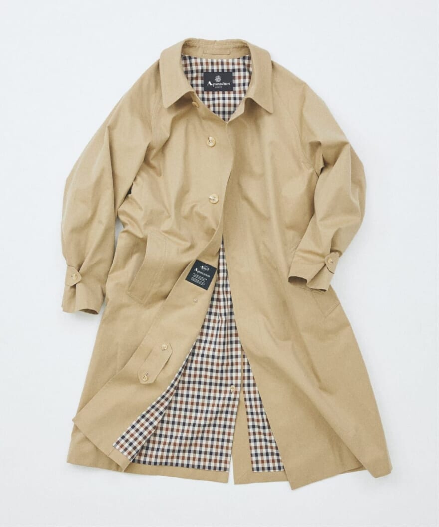 Aquascutum for JOURNAL STANDARD “EX BALMACHAN COAT“ 　 英国発のファッションブランド「Aquascutum (アクアスキュータム)」 JOURNAL STANDARD別注コート　ベージュ　ボタンはずし