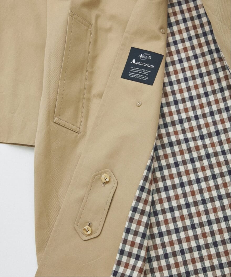 Aquascutum for JOURNAL STANDARD “EX BALMACHAN COAT“ 　 英国発のファッションブランド「Aquascutum (アクアスキュータム)」 JOURNAL STANDARD別注コート　ベージュ　裏地