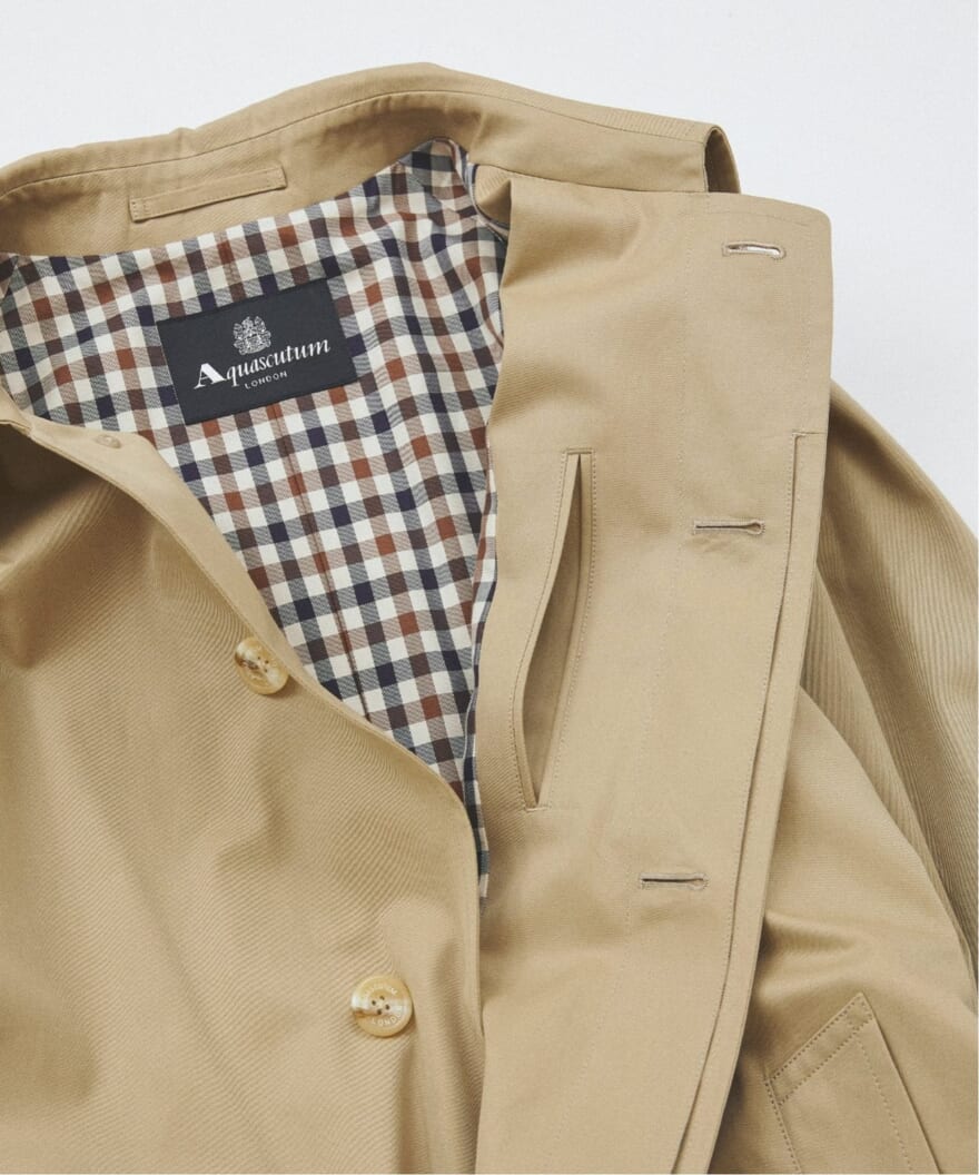 Aquascutum for JOURNAL STANDARD “EX BALMACHAN COAT“ 　 英国発のファッションブランド「Aquascutum (アクアスキュータム)」 JOURNAL STANDARD別注コート　ベージュ　裏地２