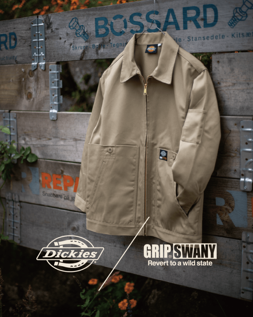 GRIP SWANY Dickies コラボレーション　グリップスワニー　ディッキーズ　ジャケット　イメージビジュアル　ベージュ