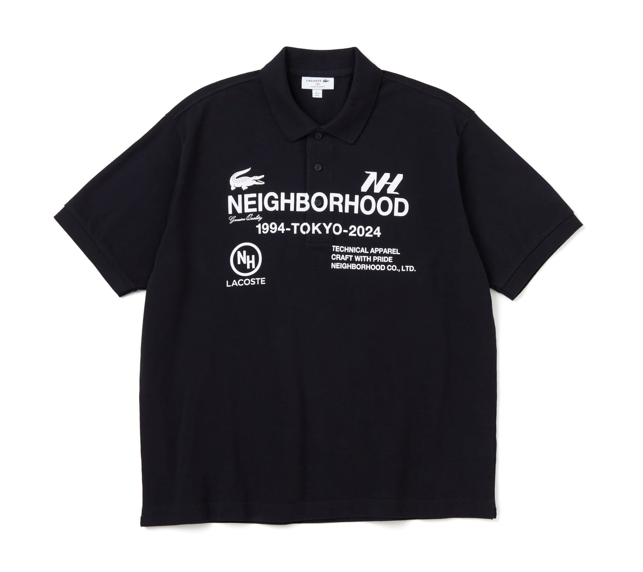 『Lacoste Polo Shirt Laboratory』 vol.2 NEIGHBORHOOD × LACOSTE コラボポロシャツ　ブラック　正面