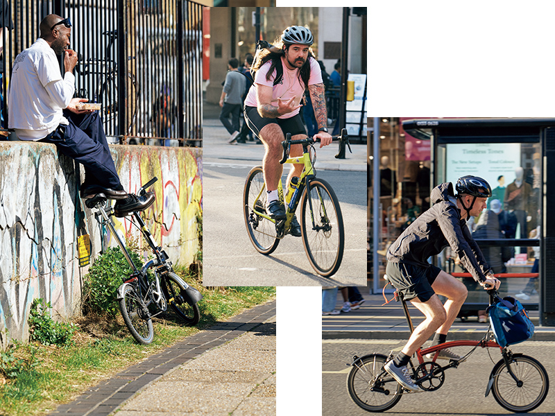 ロンドンで自転車に乗る人　１