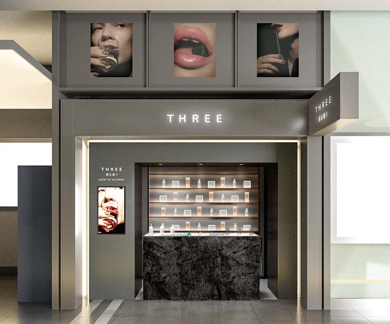 美容ブランドの「THREE」が品川駅新幹線構内にオープンする期間限定のキヨスク